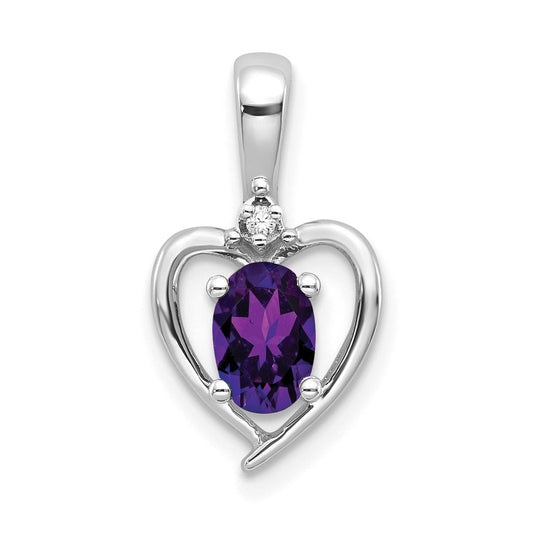 14k White Gold Amethyst Diamond Pendant