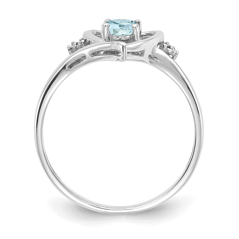 14k white gold aquamarine and real diamond heart ring xbs446