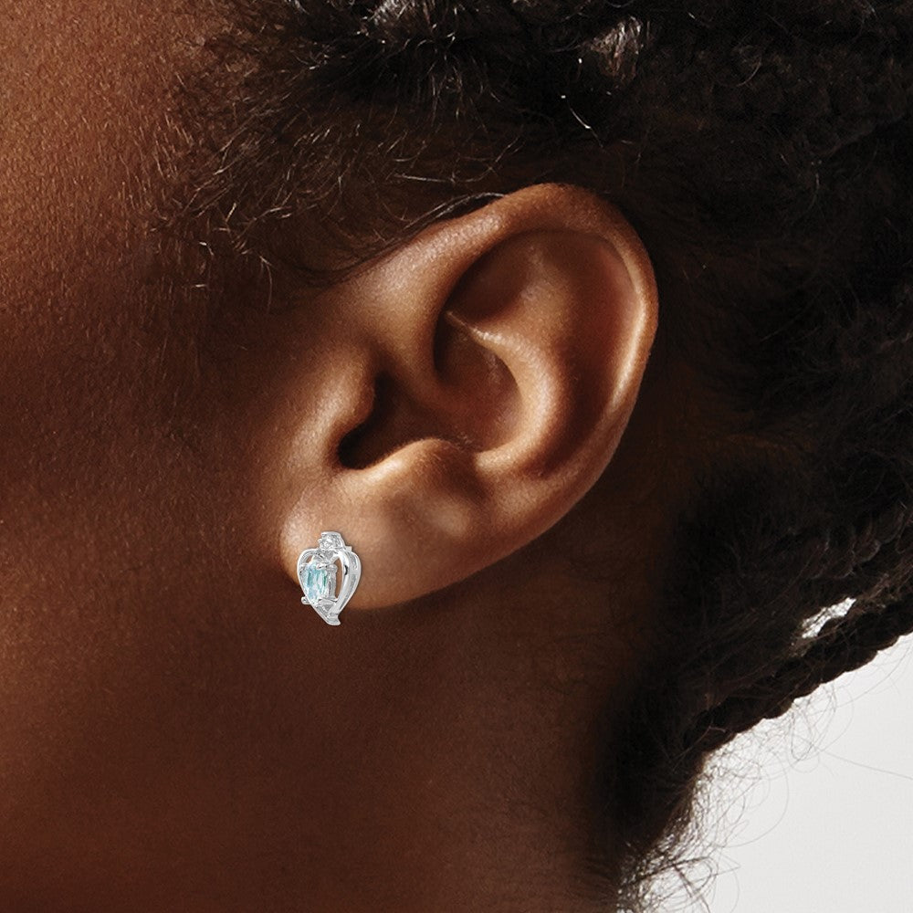 14k White Gold Aquamarine Diamond Earring