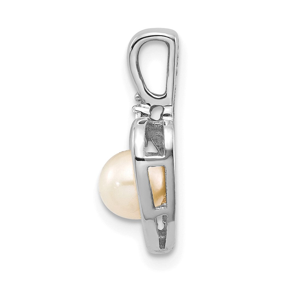 14k White Gold Genuine FW Cultured Pearl Diamond Pendant
