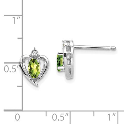 14k White Gold Peridot Diamond Earring