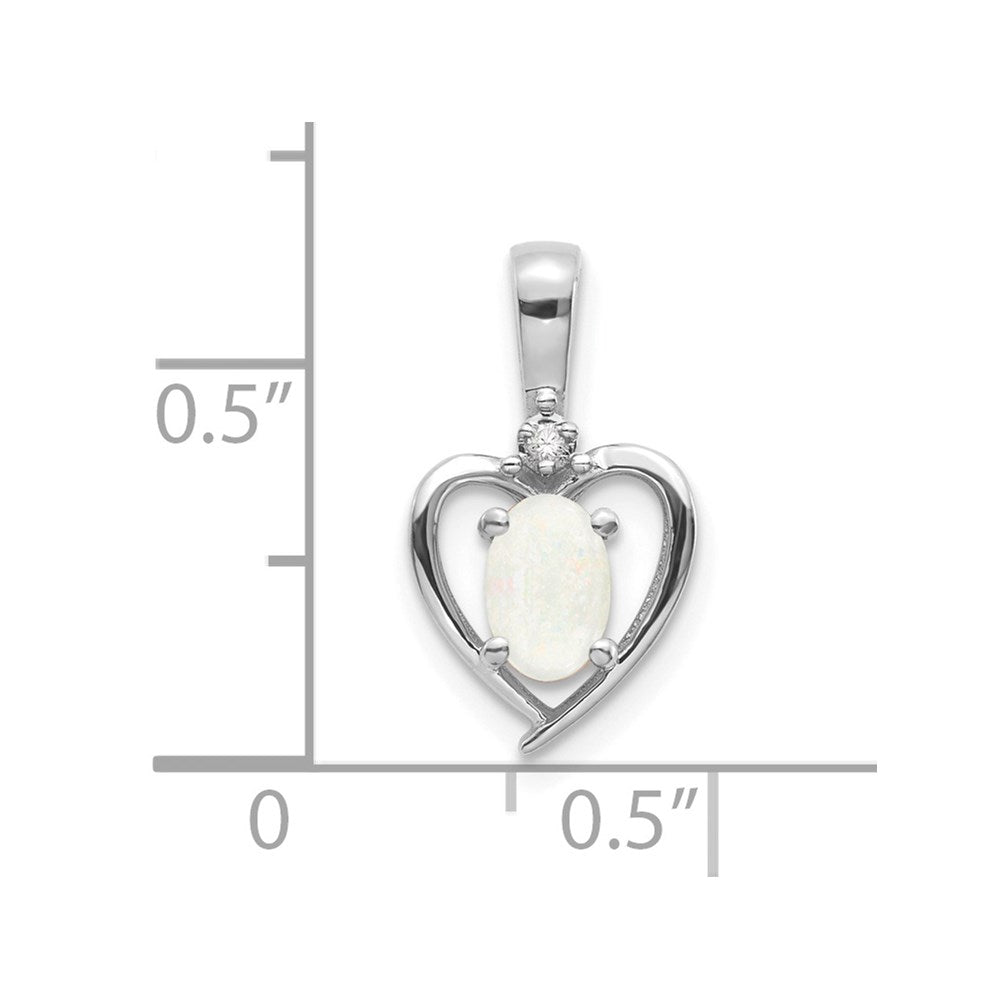 14k White Gold Opal Diamond Pendant