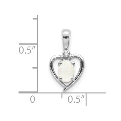 14k White Gold Opal Diamond Pendant