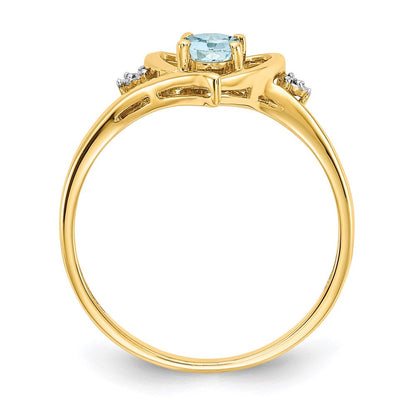 10k yellow gold real diamond aquamarine ring 10xbs482