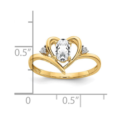10k yellow gold real diamond white topaz ring 10xbs483