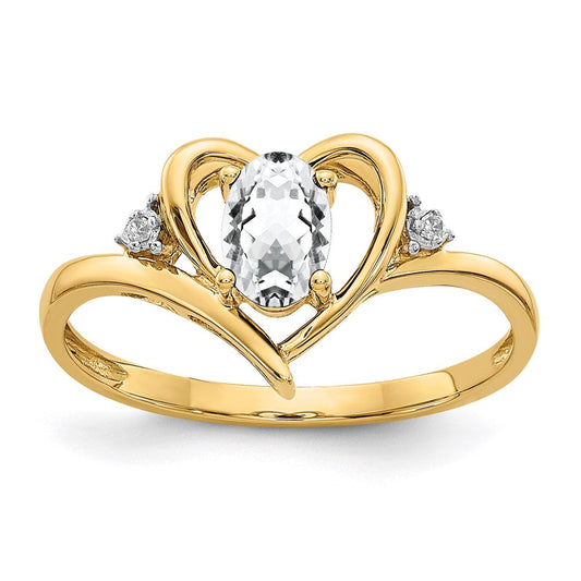 10k yellow gold real diamond white topaz ring 10xbs483
