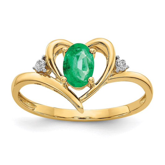 10k yellow gold real diamond emerald ring 10xbs484