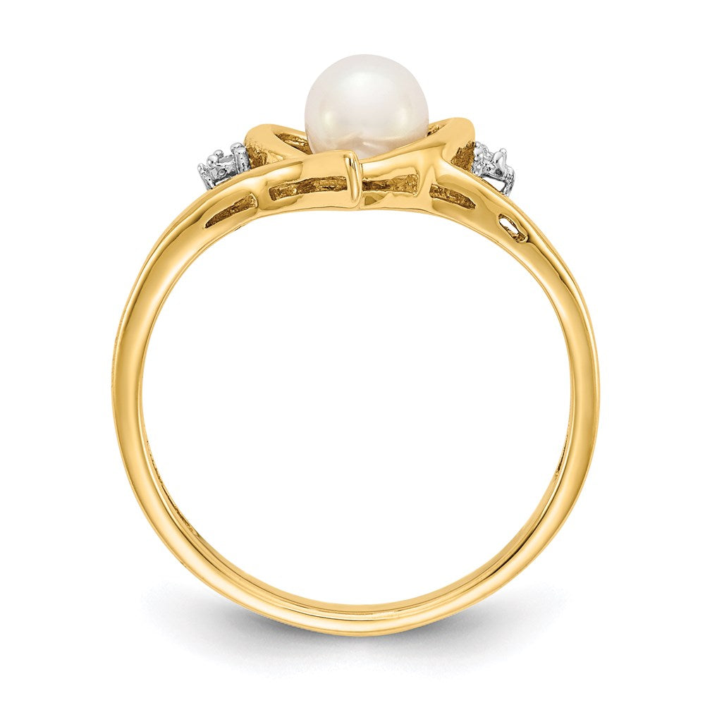 10k yellow gold real diamond fw cultured pearl ring 10xbs485