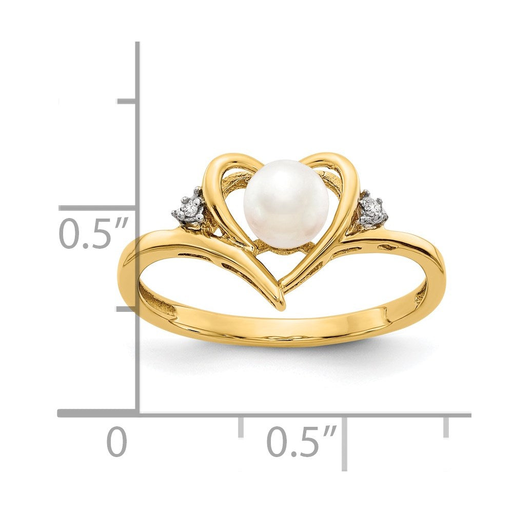 10k yellow gold real diamond fw cultured pearl ring 10xbs485