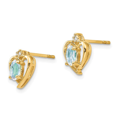 14K Diamond and Aquamarine Earrings