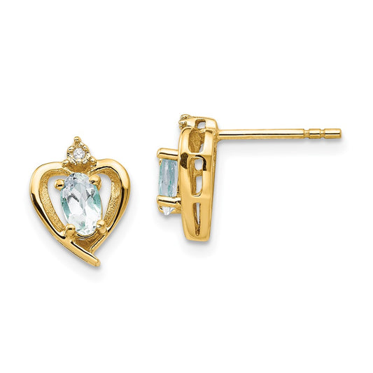 14K Diamond and Aquamarine Earrings