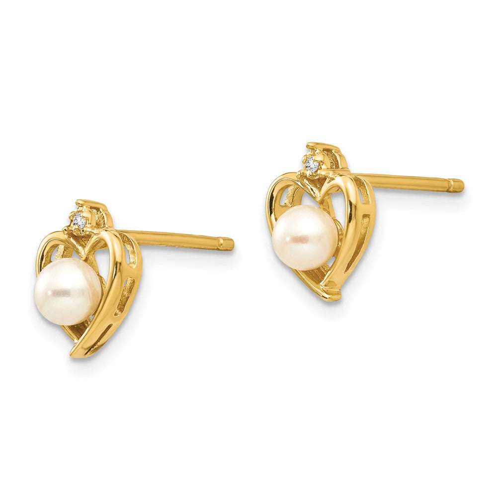 14K Diamond and FW Cultured Pearl Earrings