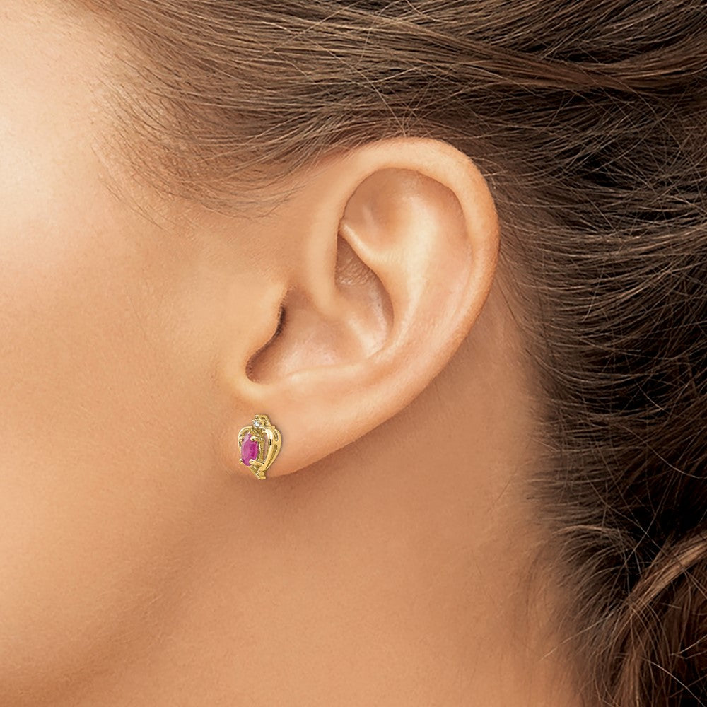 14K Diamond and Ruby Earrings