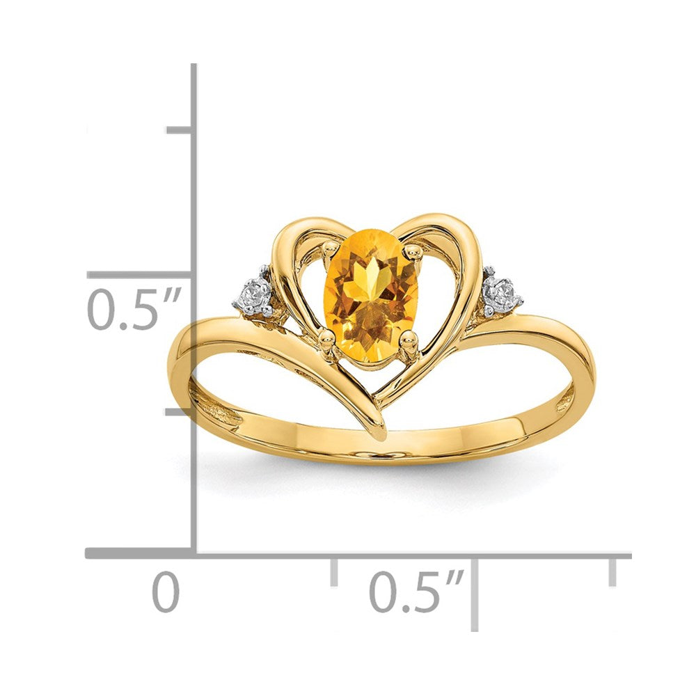 10k yellow gold real diamond citrine ring 10xbs500