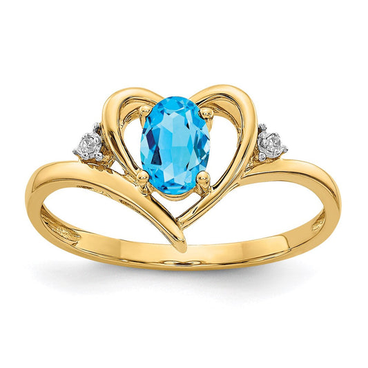 10k yellow gold real diamond blue topaz ring 10xbs501