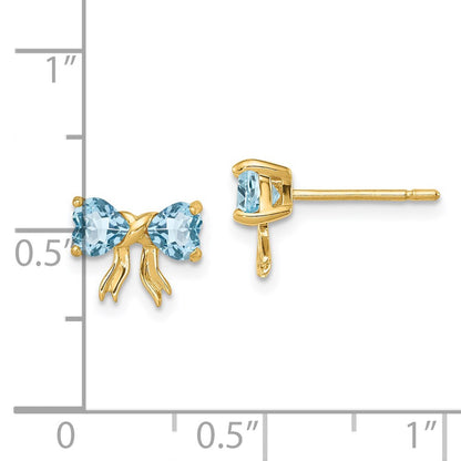 14k Yellow Gold Gold Polished Light Swiss Blue Topaz Bow Post Earrings