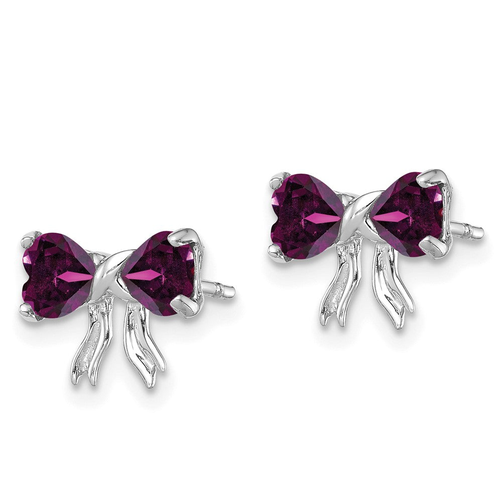 14k White Gold Polished Rhodolite Bow Post Earrings