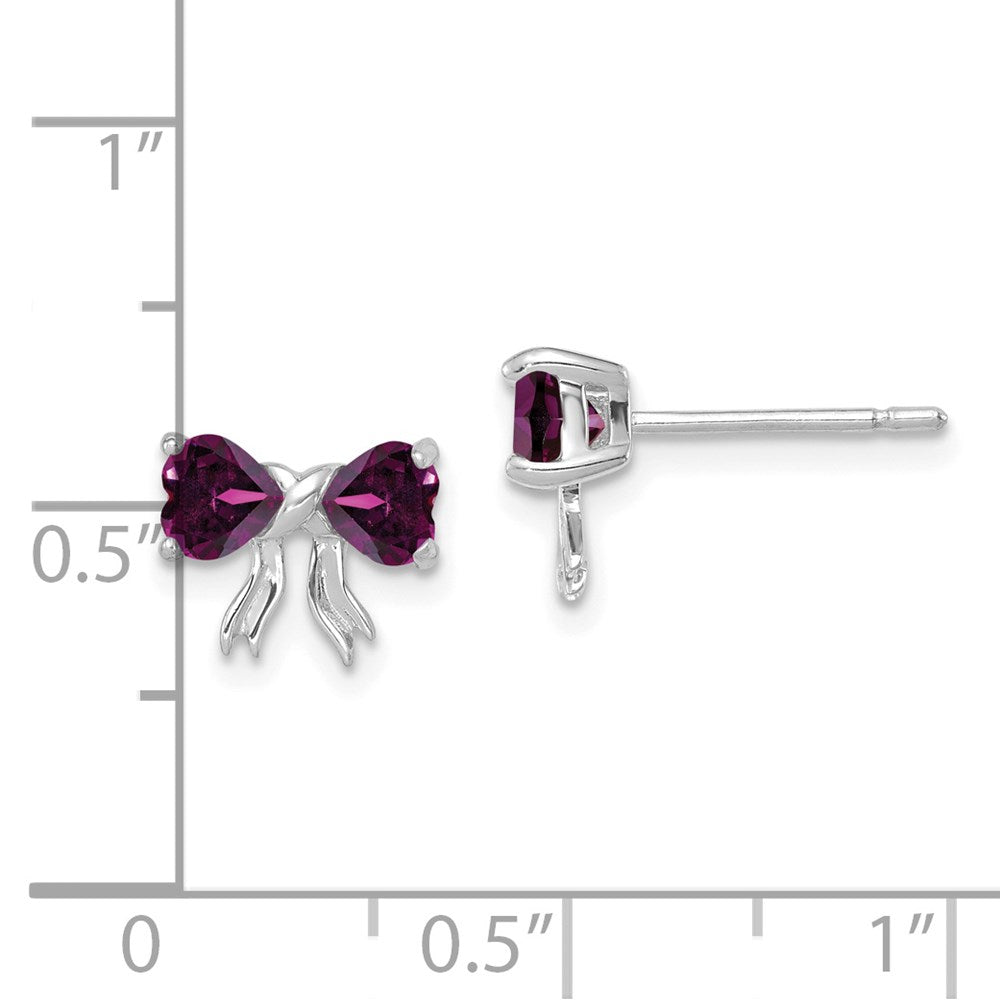 14k White Gold Polished Rhodolite Bow Post Earrings