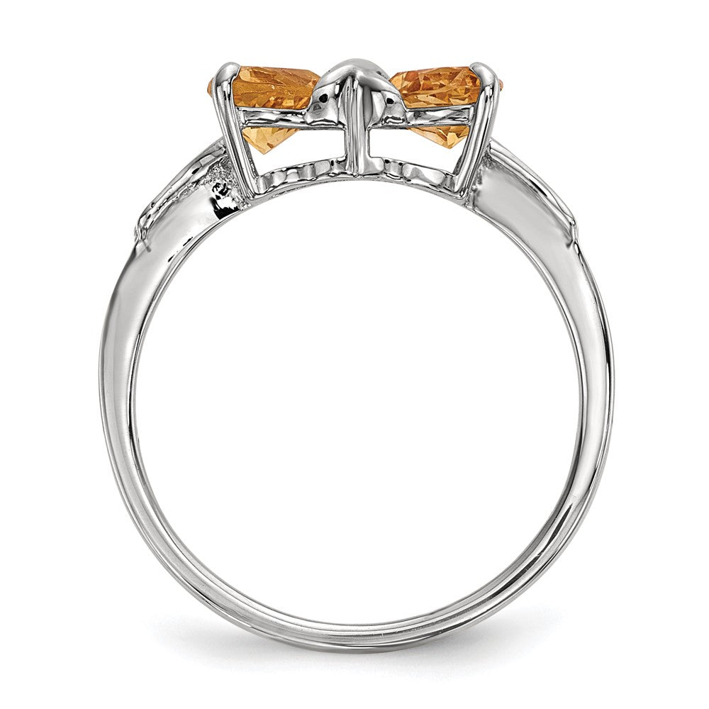 14k White Gold Polished Citrine Bow Ring