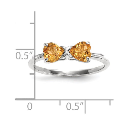 14k White Gold Polished Citrine Bow Ring