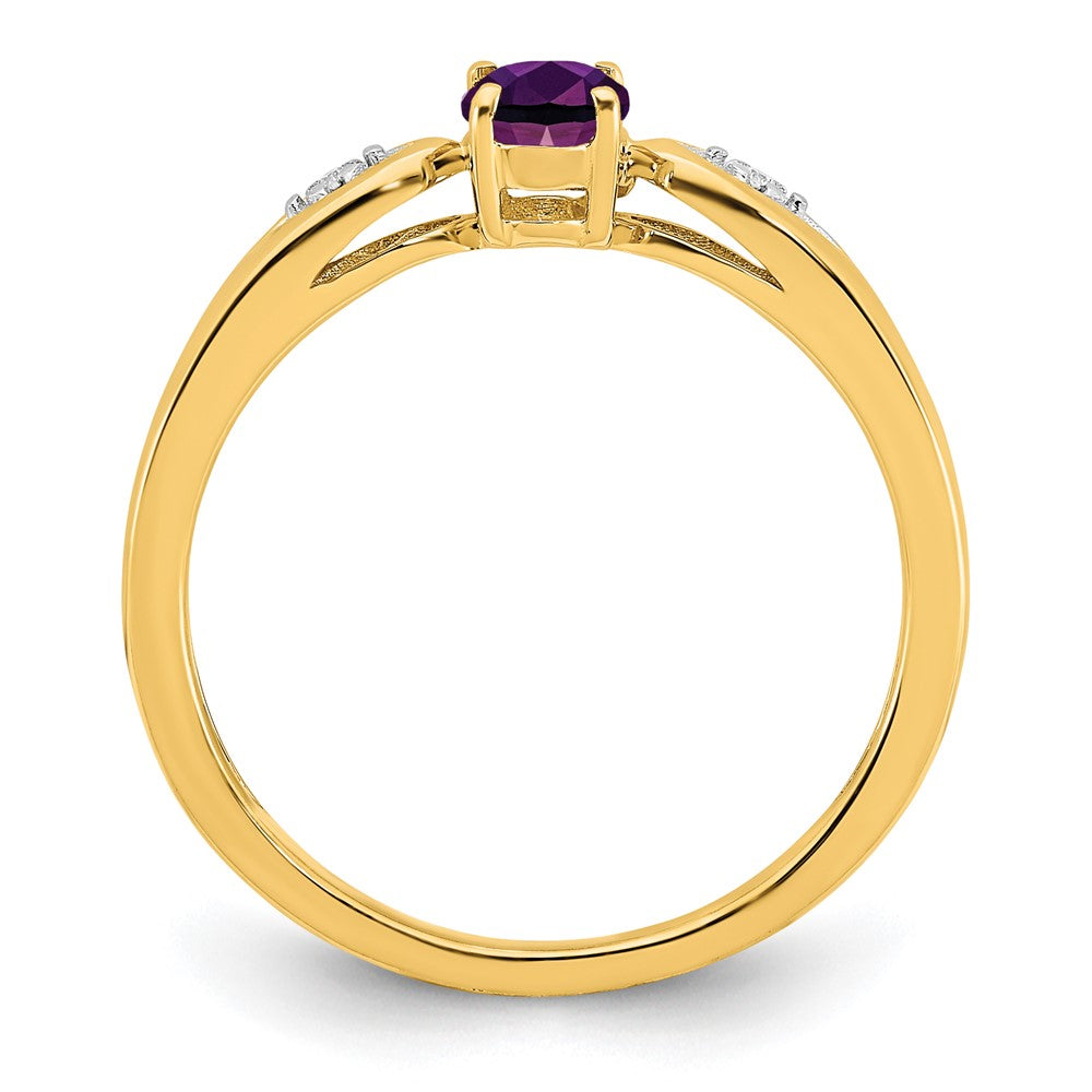 14k yellow gold amethyst and real diamond ring xbs585