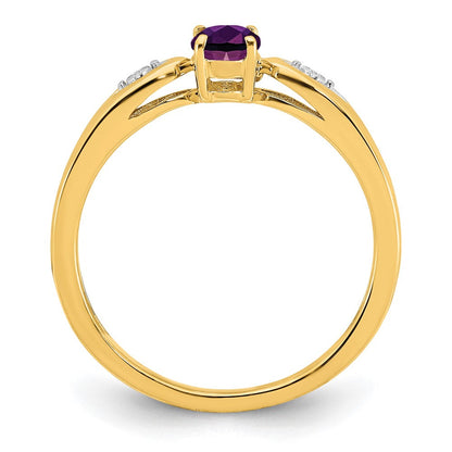 14k yellow gold amethyst and real diamond ring xbs585