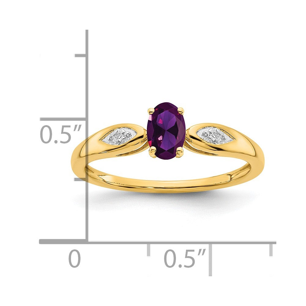 14k yellow gold amethyst and real diamond ring xbs585