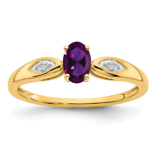 14k yellow gold amethyst and real diamond ring xbs585