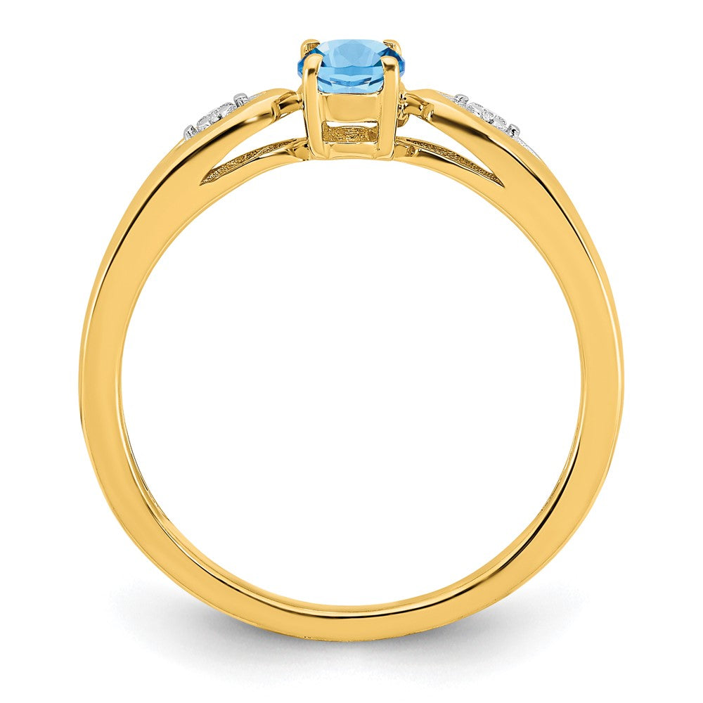 14k yellow gold aquamarine and real diamond ring xbs590