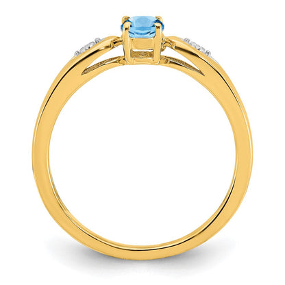 14k yellow gold aquamarine and real diamond ring xbs590