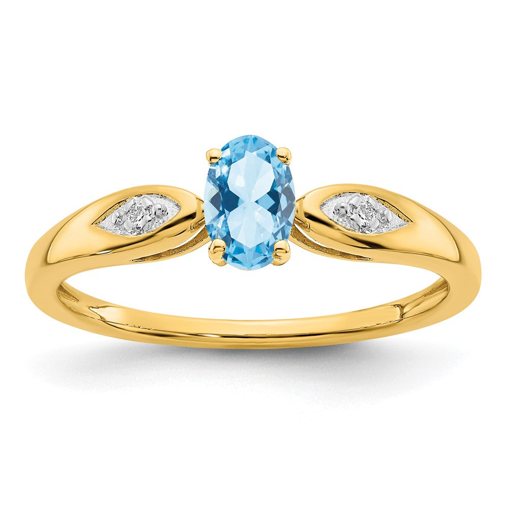 14k yellow gold aquamarine and real diamond ring xbs590