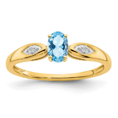 14k yellow gold aquamarine and real diamond ring xbs590