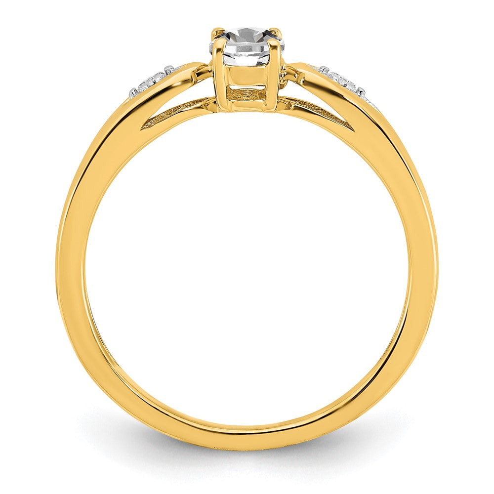 14k yellow gold white topaz and real diamond ring xbs591