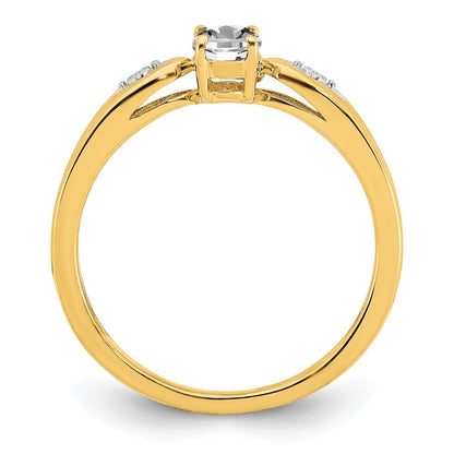 14k yellow gold white topaz and real diamond ring xbs591