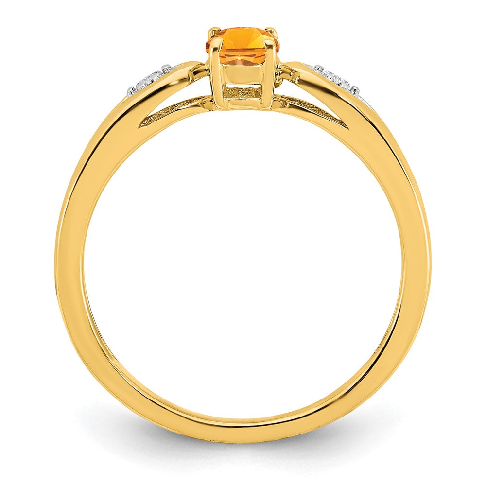 14k yellow gold citrine and real diamond ring xbs608