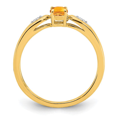 14k yellow gold citrine and real diamond ring xbs608