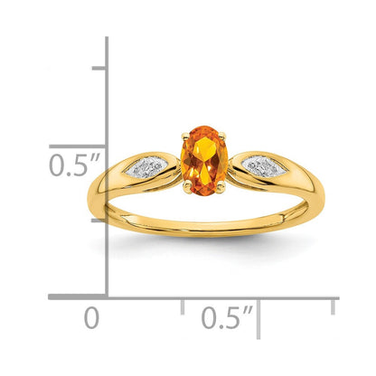 14k yellow gold citrine and real diamond ring xbs608