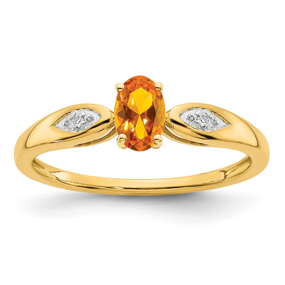 14k yellow gold citrine and real diamond ring xbs608