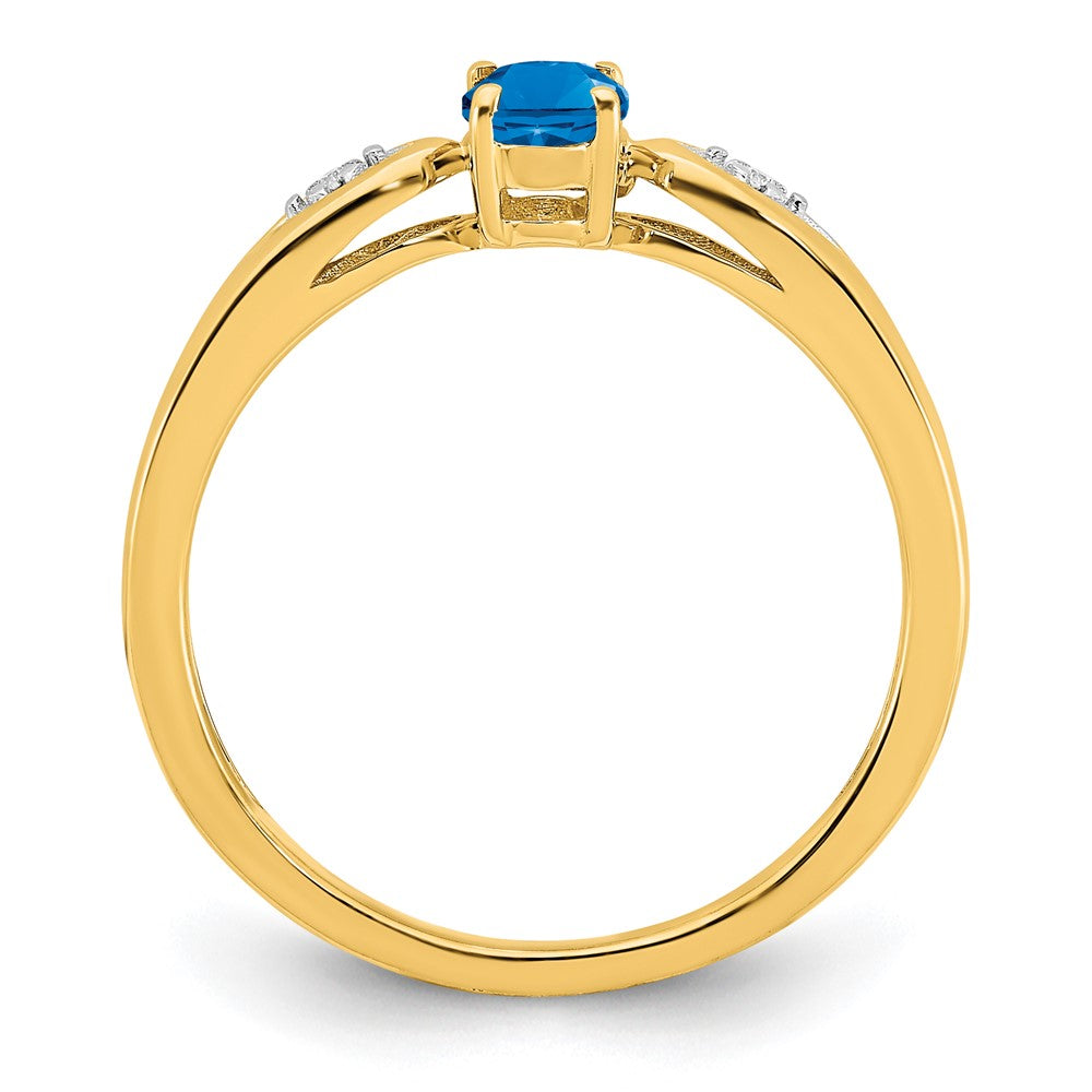 14k yellow gold blue topaz and real diamond ring xbs609