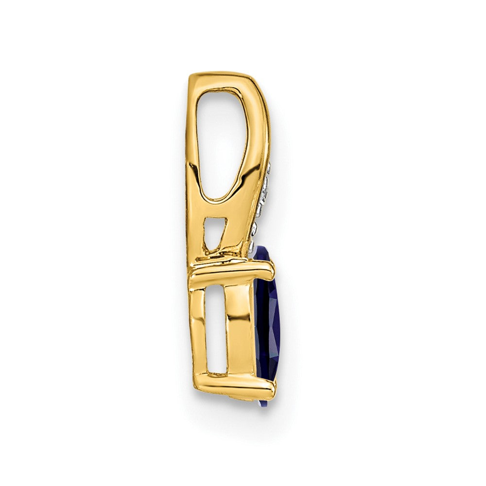 14k Yellow Gold Sapphire and Diamond Pendant