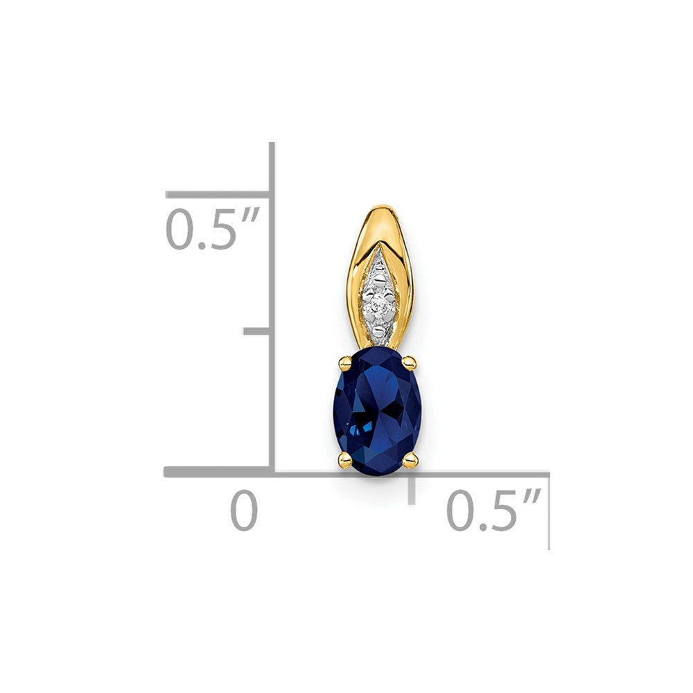 14k Yellow Gold Sapphire and Diamond Pendant