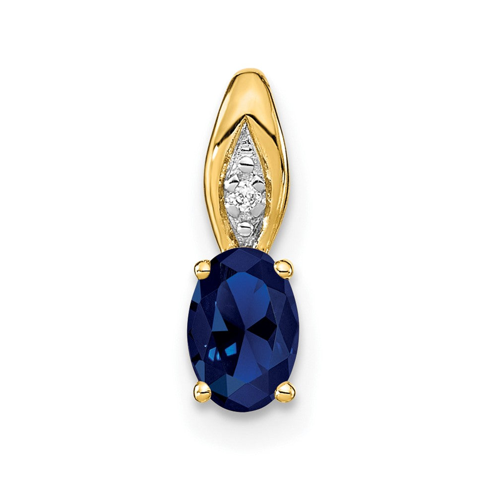 14k Yellow Gold Sapphire and Diamond Pendant