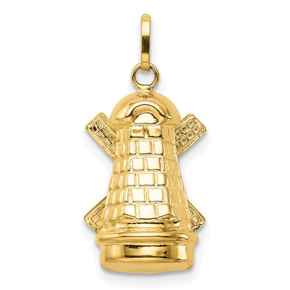 14k Yellow Gold  3D Windmill Charm