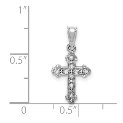 14k White Gold Diamond Cross Pendant