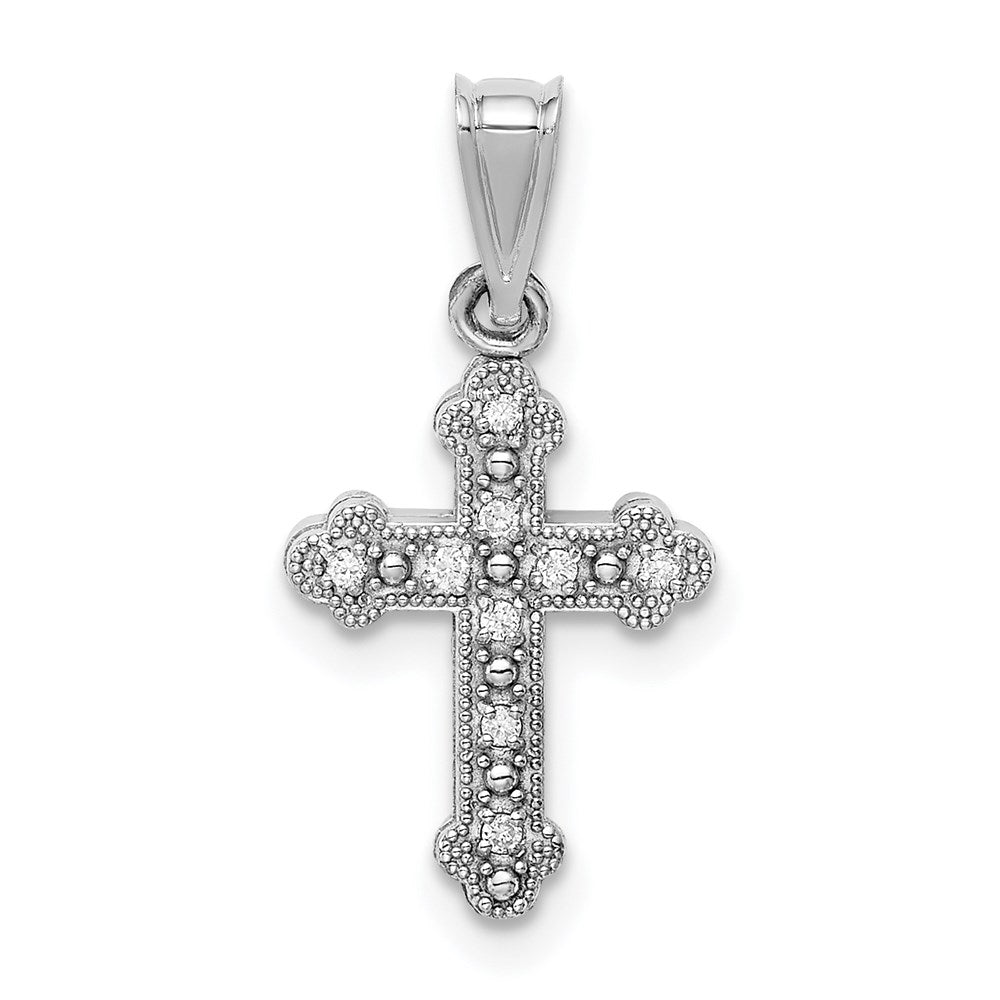 14k White Gold Diamond Cross Pendant