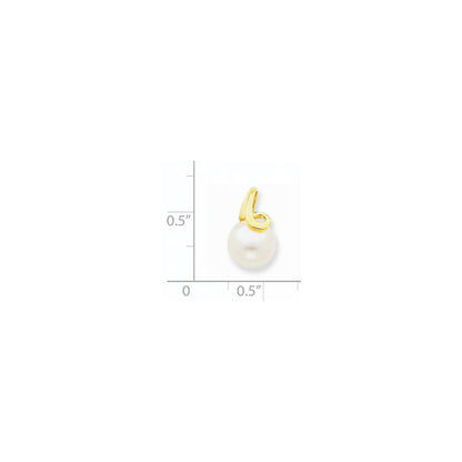 14k Yellow Gold 8-9mm White Button Freshwater Cultured Pearl Pendant Slide