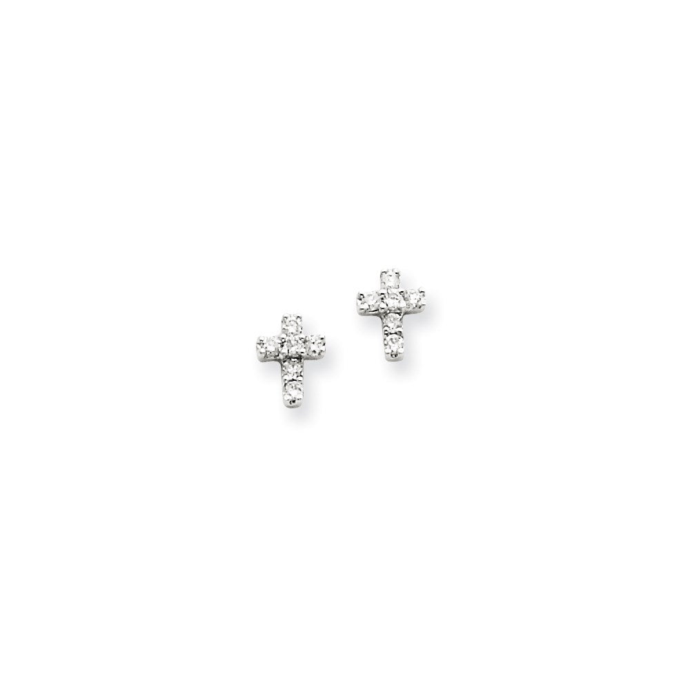 14k White Gold Real Diamond Cross Earrings XE1003AA
