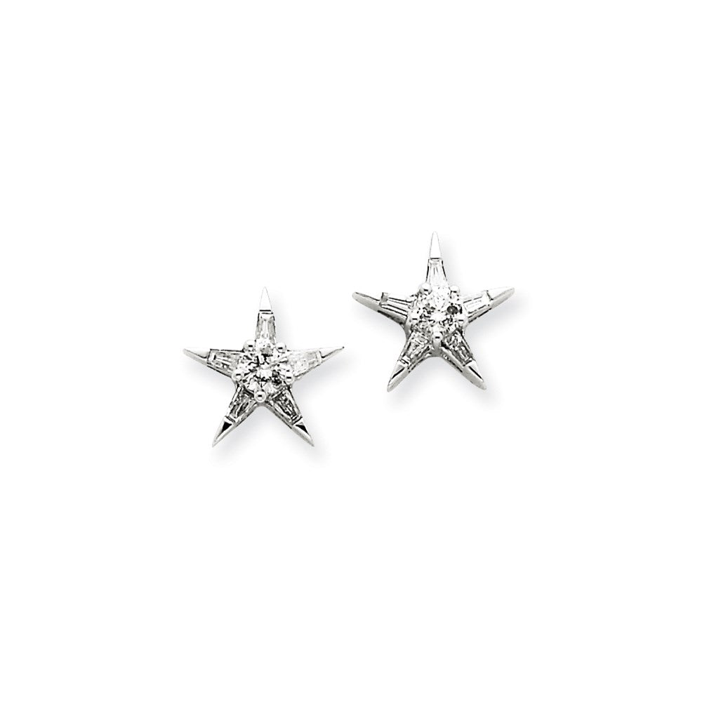 14k White Gold Real Diamond Star Shaped Earrings XE1004AA