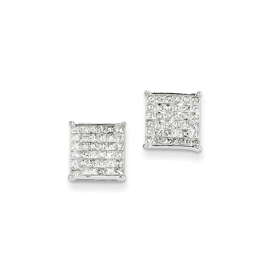 14k White Gold Real Diamond Earrings XE1008AA