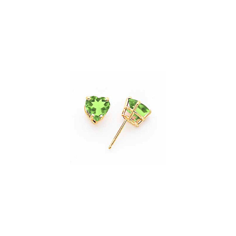 14k Yellow Gold 8mm Heart Peridot Earrings XE100PE